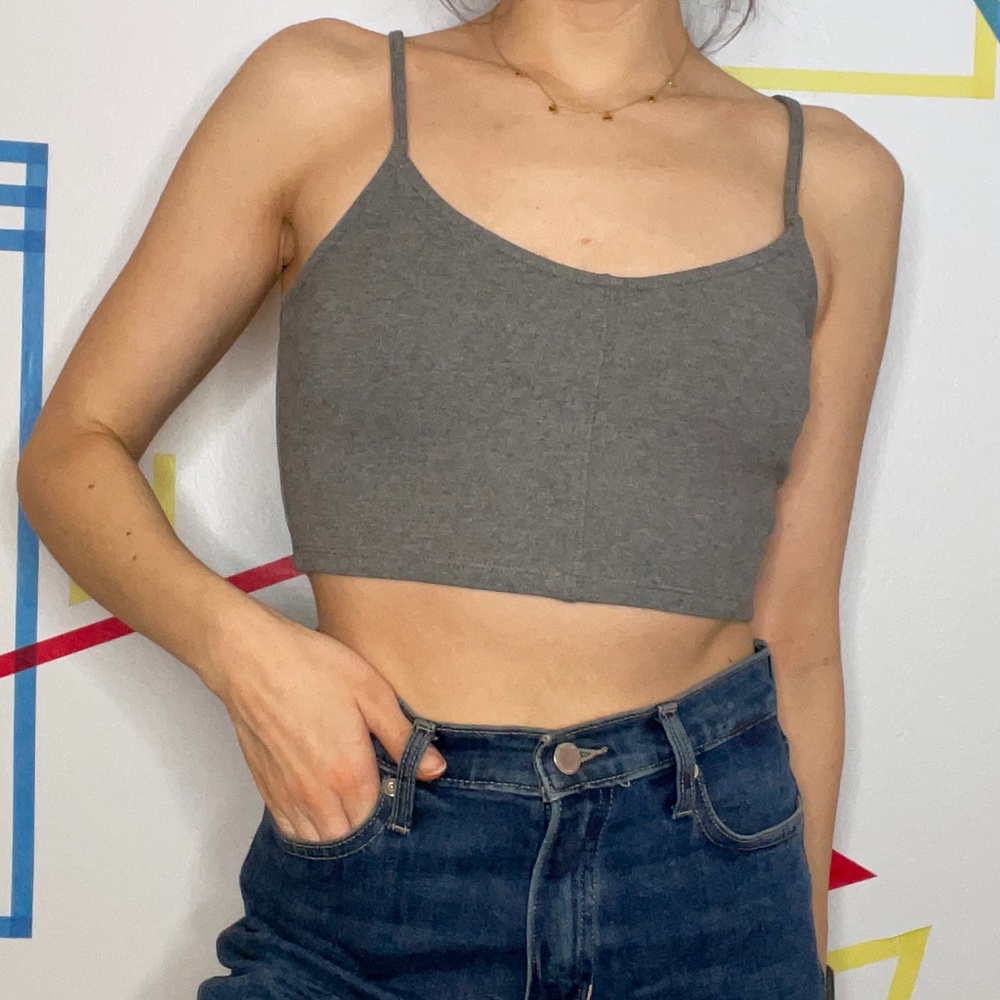 Topshop Petite Grey Cropped Tank